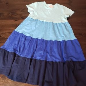 Hanna Anderson Blue color block girls dress sz8